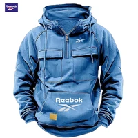 Sweat à capuche multi-poches avec logo Reebok 2026 - le choix idéal pour l'automne et l'hiver, confortable et semi-zippé 4