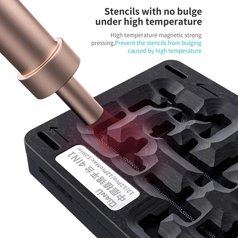 Qianli 4 in 1 BGA Reballing 스텐실 For iPhone 12/12 Pro/12 ProMax/12 미니 마더보드 중간 프레임 심기 주석 고정 장치