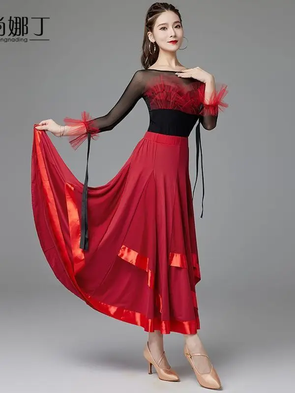New National Standard Dance Dress Modern Waltz Dance Performance Costume Social Big Swing Skirt