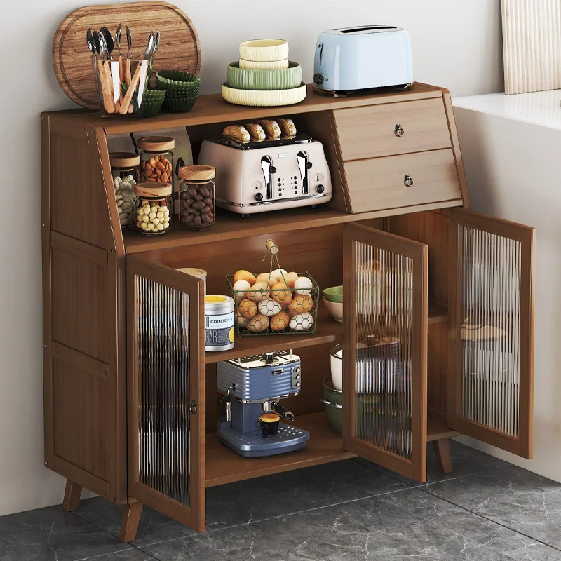 Bamboo solid wood kitchen storage cabinet side table furniture living room and dining room furniture Kitchen cabinet alacena