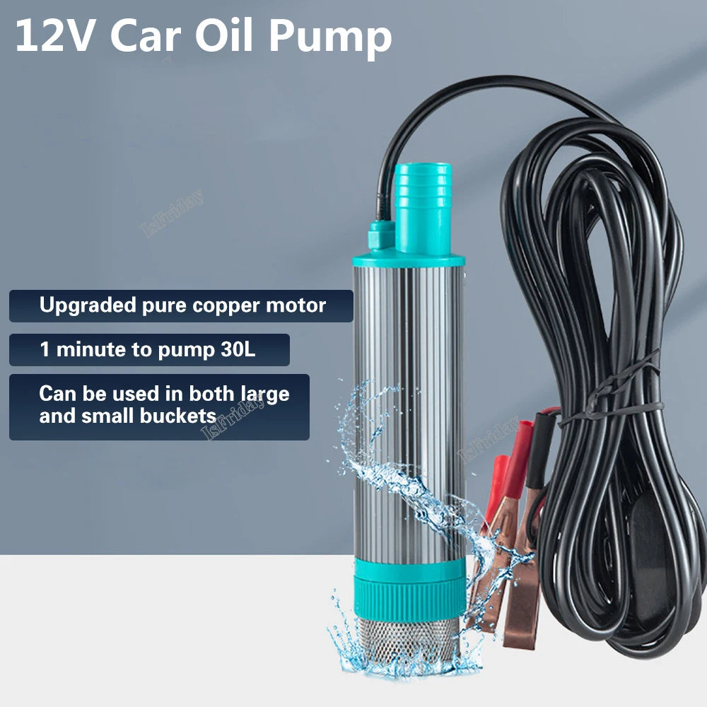Oil Transfer Pump Submersible Electric Pump Water Transfer Pump Electric Pump Electric Car Pump 39mm Portable Mini Pumping Diesel Oil Water Transfer Pump Camping Fishing Submersible 30L/min 12V