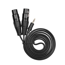 Enhanced Product Title: Premium 3.5mm to Dual XLR Stereo Microphone Audio Cable - 4.9 Ft TRS Adapter (Female)