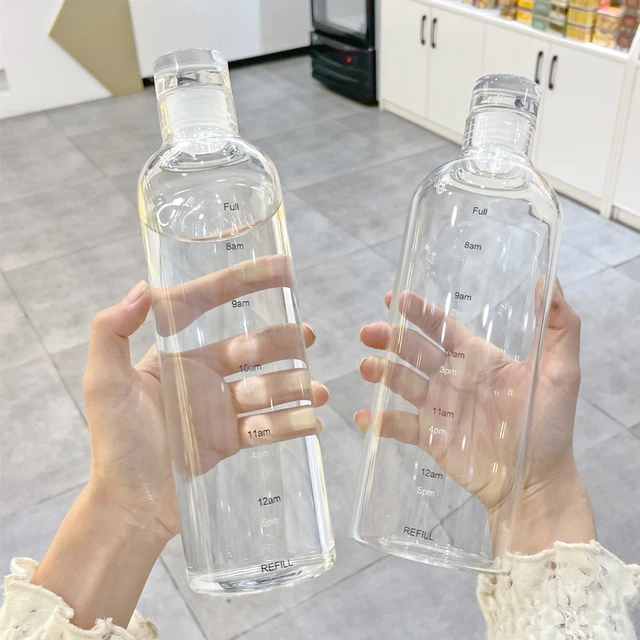 1pc Square Shaped Plastic Water Bottle With Lid, Transparent Juice Container,  Anti-fall Milk & Juice Bottle, Cold-press Juice Dispenser Bottle