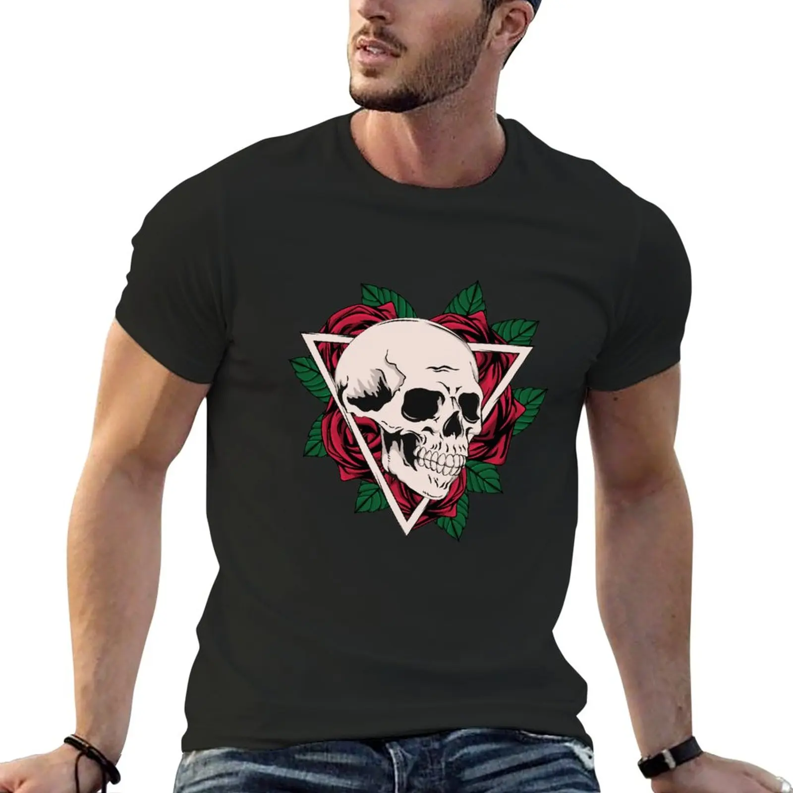 

skull with floral T-Shirt plus size t shirts cute clothes tops hippie clothes mens t shirts casual stylish