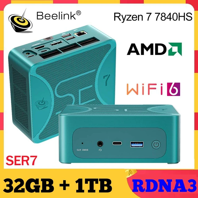  Beelink SER Mini PC W-11 Pro, AMD Ryzen 7 5700U, DDR4 16GB RAM  500GB NVMe M.2 SSD, Radeon Graphics 8core 1900 MHz, WiFi6, Triple Display  4K@60Hz Output, Gigabit Ethernet Mini Desktop