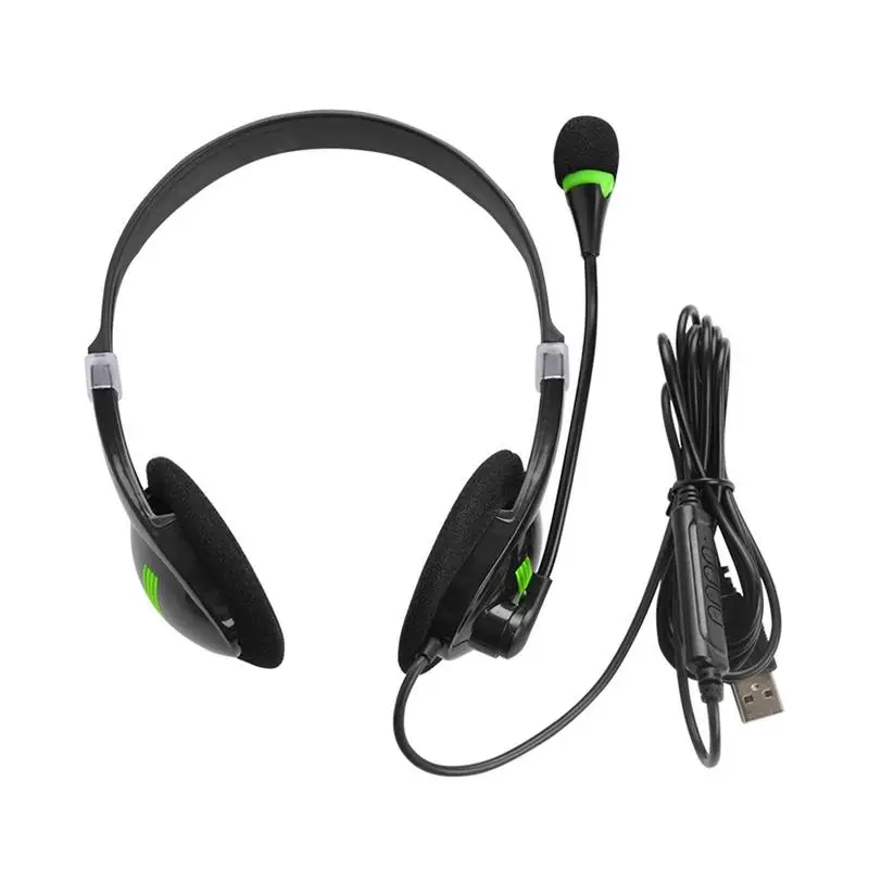 USB Wired Computer Headphones With Microphone Adjustable Comfortable