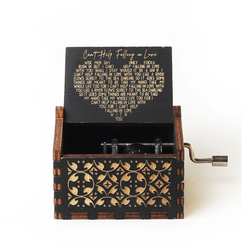 Wooden Hand-operated Type Music Box Can't Help Fall in Love You are My Sunshine Valentine's Day Gift Birthday Present to Wife 5