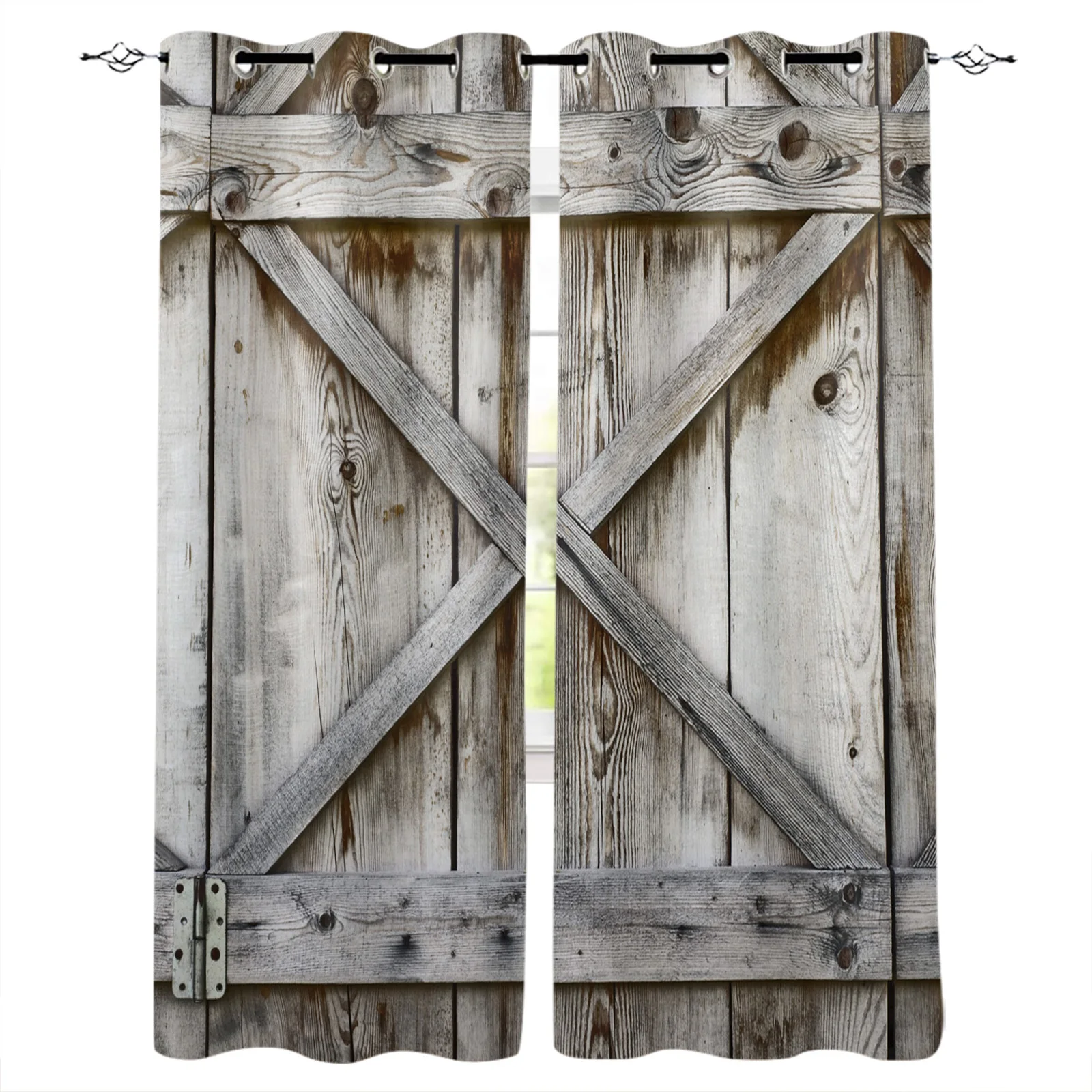 

Wooden Door Retro Blackout Curtains Window Curtains For Bedroom Living Room Decor Window Treatments