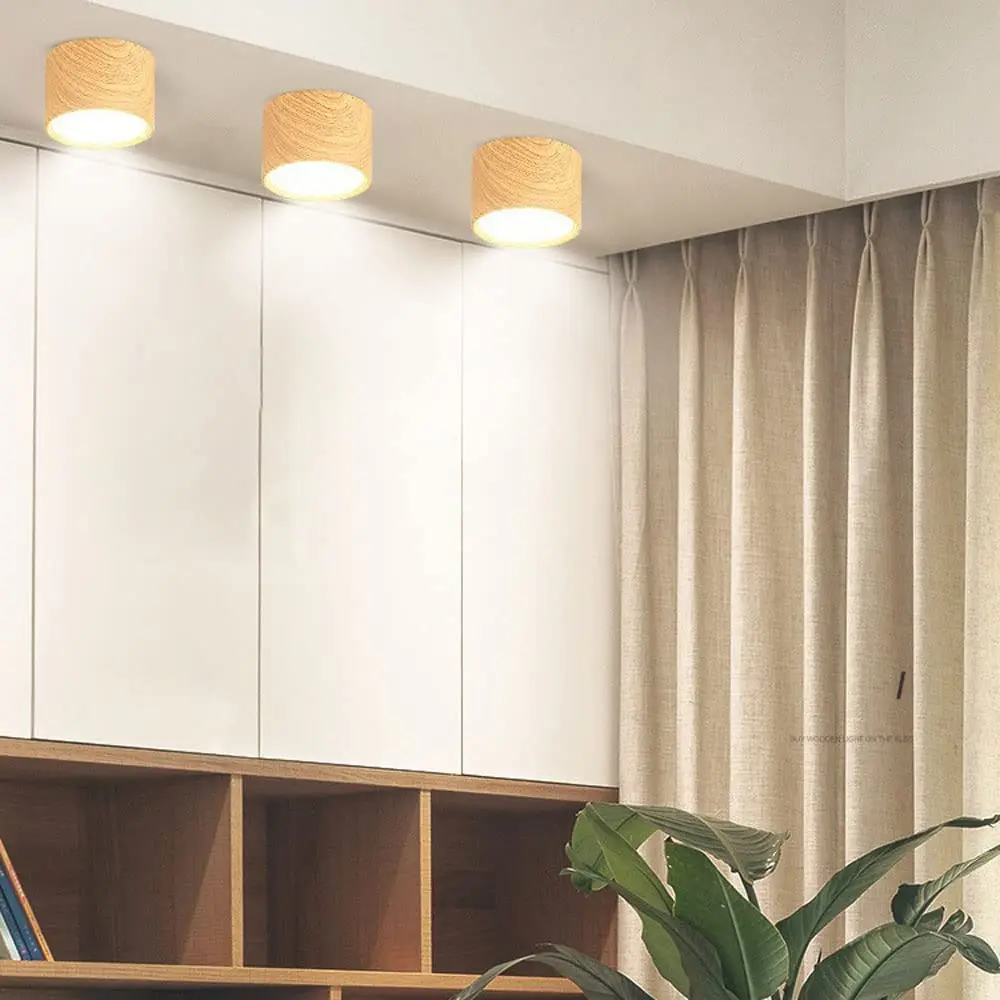 220V Downlight, Wooden Ceiling Lamp, Indoor Decor Lamps, Room Lighting, Living Room Corridor LED Down Lights for Street Bedroom - 4