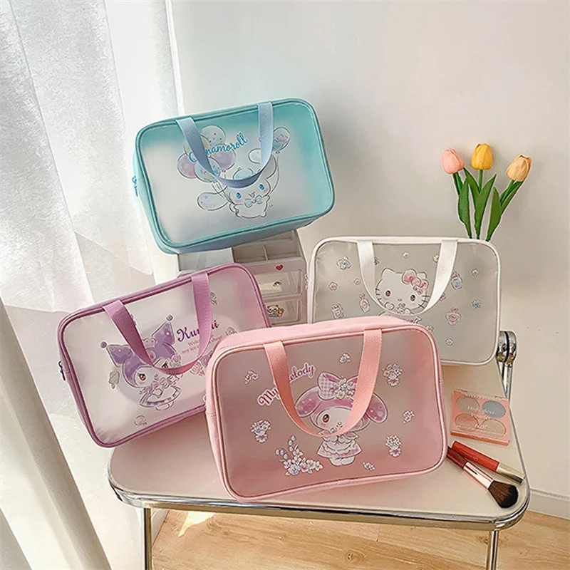 

Cute Cartoon Waterproof Handbags Sanrio Pvc Cosmetic Bags Fashion Packet for Girls Portable Tote Hellokitty Cinnamorol Backpacks