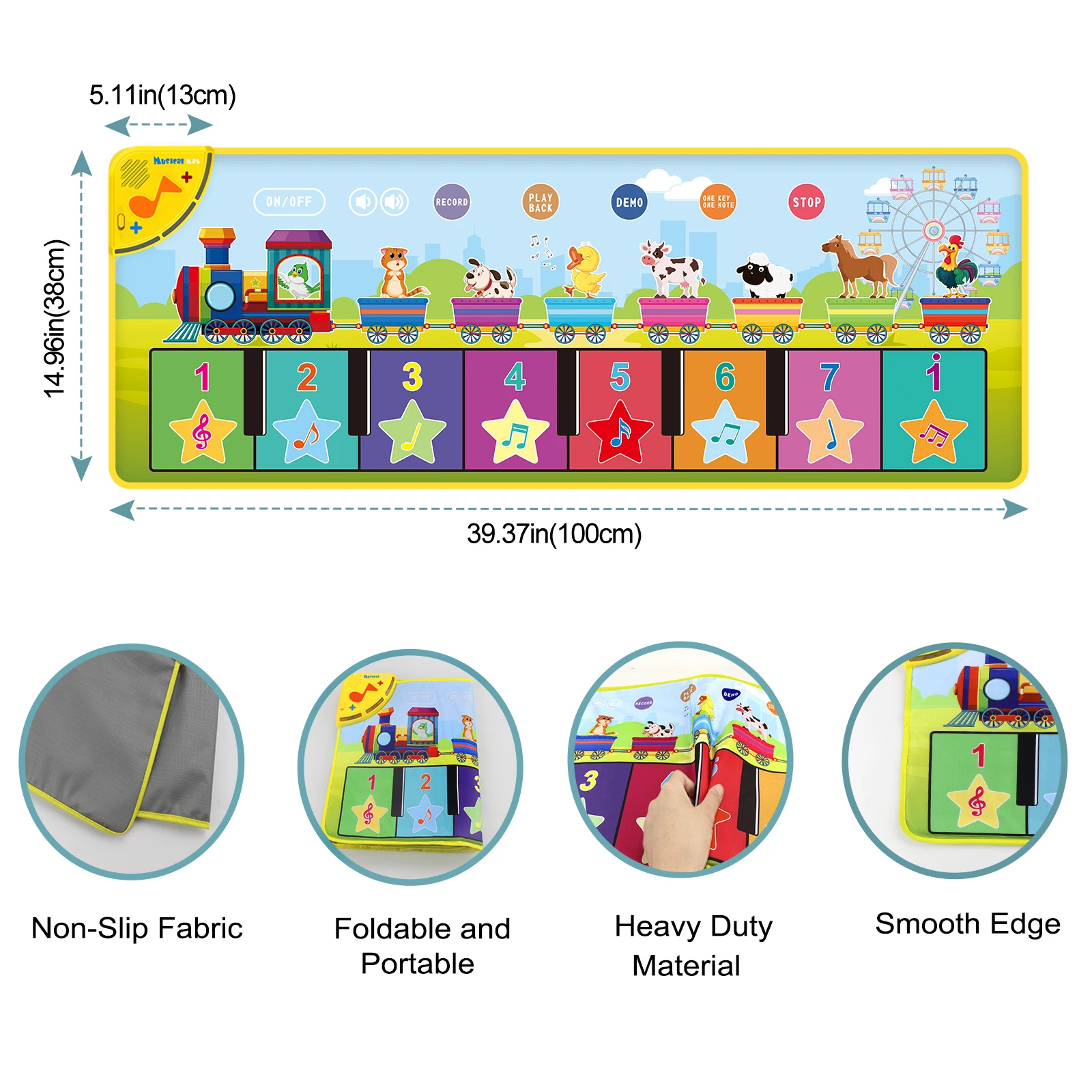 100x38cm Kid Animal Music Piano Mat Toddlers Floor Keyboard Dance Mat 13 Key Kid Musical Toys Educational Toys for Kid Gifts 5