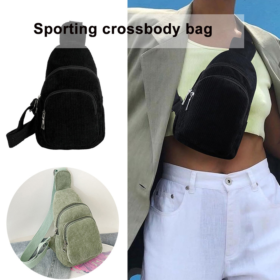 Tote bag, corduroy waist bag, casual and lightweight crossbody bag, versatile and simple, adjustable strap A-DH