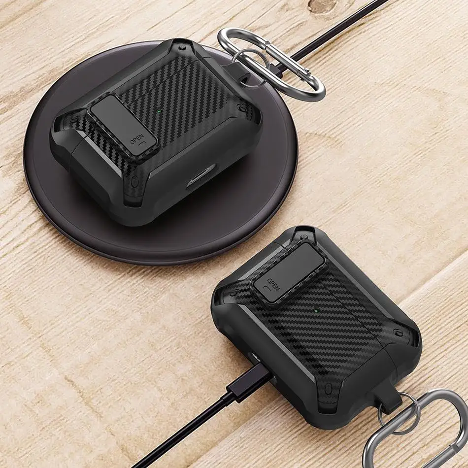 Shockproof Earphone Protective Case with Keychain Lock – Soft TPU Cover and Accessories