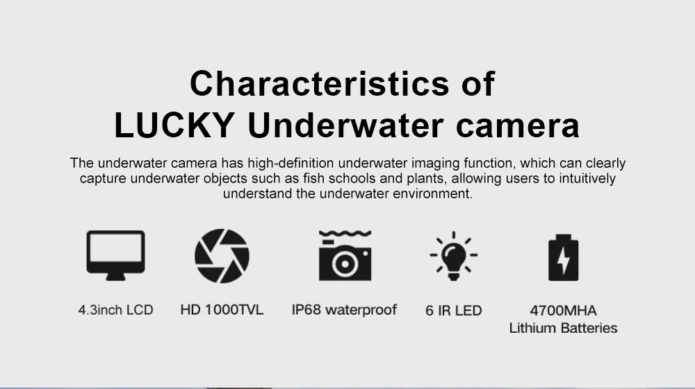 LUCKY Unterwasser-Fischfinder Angelkamera Eisfischen Nachtsichtkamera 4,3' LCD-Monitor Sport-Videokamera Unterwasser – Detail 2