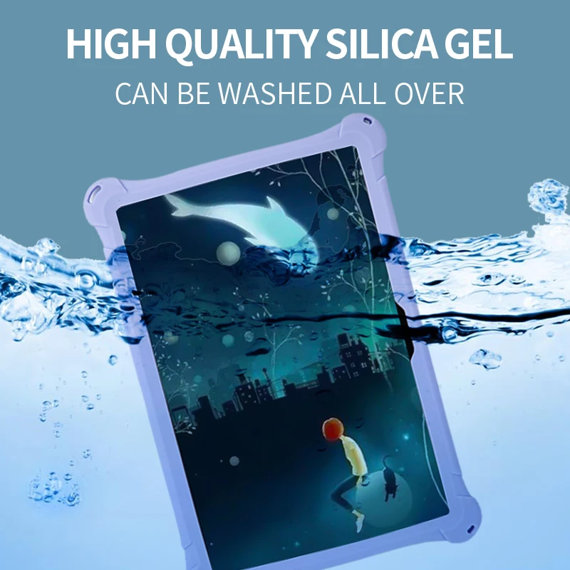 Universal Soft Silicone Tablet Case Capa de Suporte à Prova de Choque pc Case Android 10 10.1 l 9.57in w 6.42in - Imagem 4