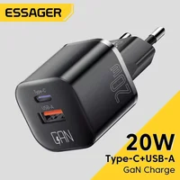 Essager 20W GaN USB Type C Charger PD Fast Charge Phone QC 3.0 Quick Chargers For iPhone 14 13 12 11 Pro Max Mini iPad Charging