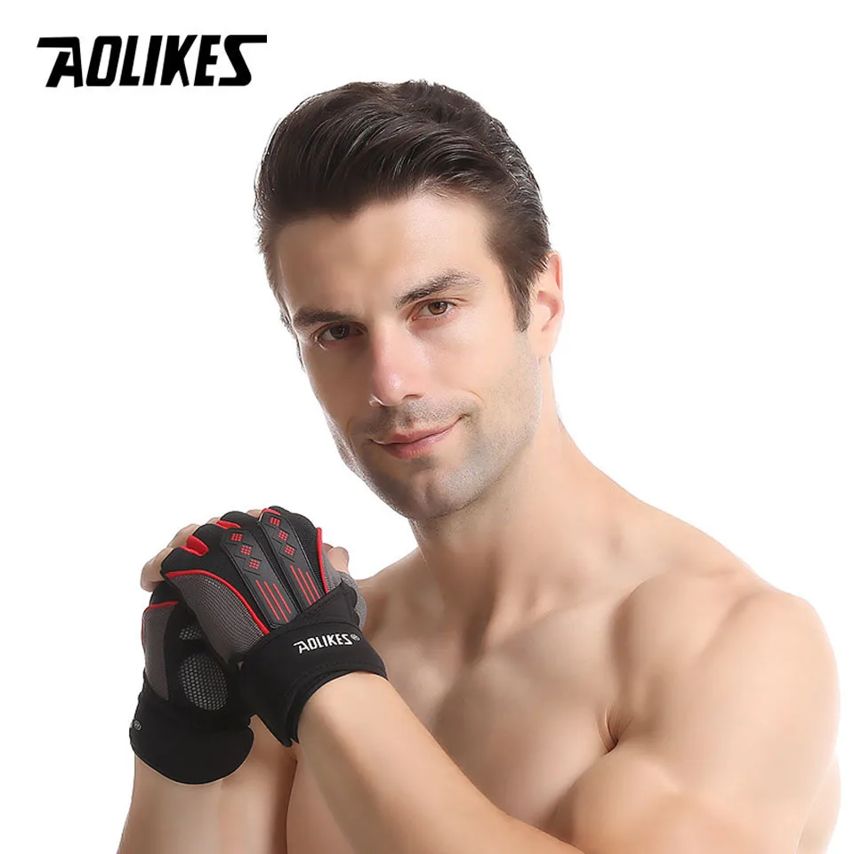 Shockproof Pad Cycling Gloves Half Finger Sport Gloves for Men Women Summer Bicycle Gym Fitness MTB Bike AOLIKES