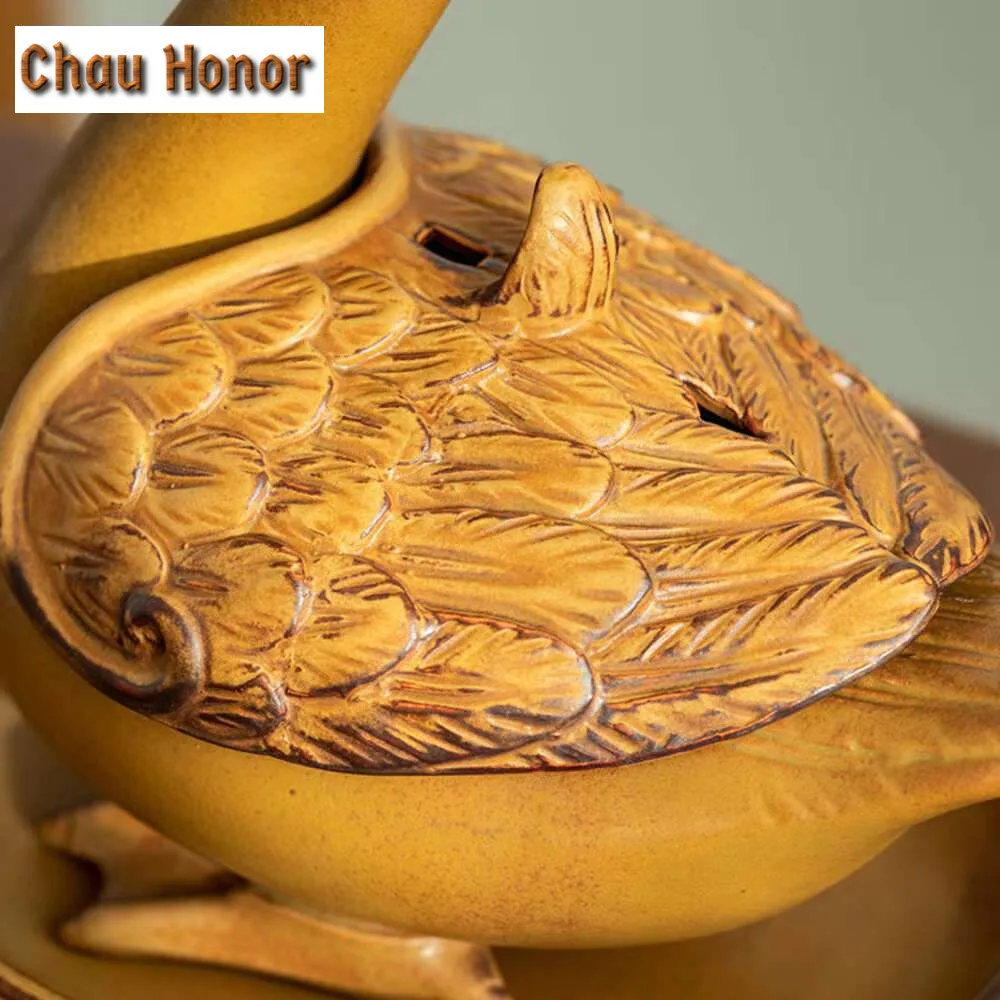 Antique Duck Shaped Ceramic Incense Holder Incense Waterfall Mosquito Coil Holder Scented Aromatic for Tea Accessorie Collection