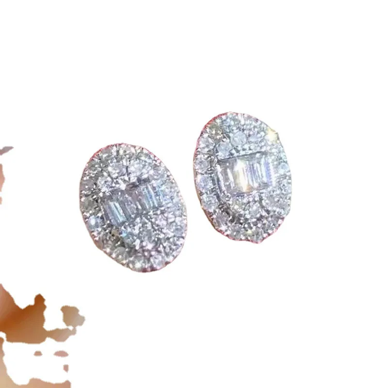

Серебряные серьги S925, модные роскошные серьги, полностью алмазные овальные универсальные серьги, ювелирные изделия