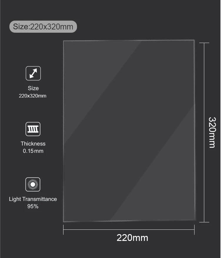 FEP Film 12.6In 220*320mm for Creality ANYCUBIC Photon S Elegoo Mars 0.15mm UV Resin 3D Printers Release Films Printer FEP Sheet