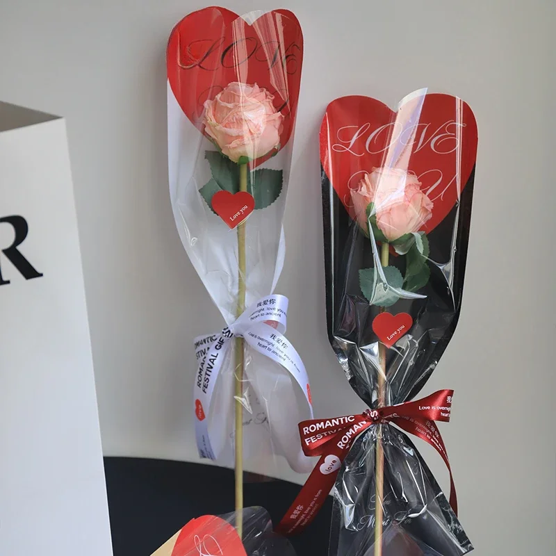 

Трехмерный односоставный цветочный пакет Love, прямая трубка, пакет для композиции из цветов розы, Упаковка цветов и Цветочные материалы