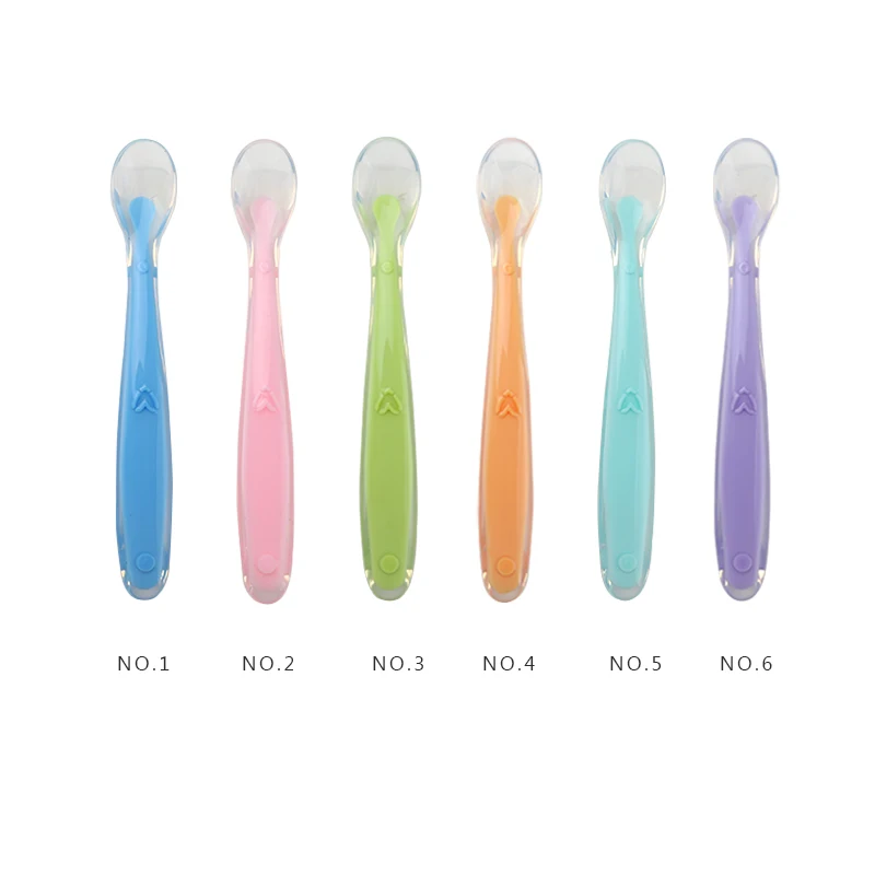 Baby Soft Silicone Spoon Candy Color Spoon Children Food Baby Feeding Dishes Safety Feeder Children Eating Training Spoon