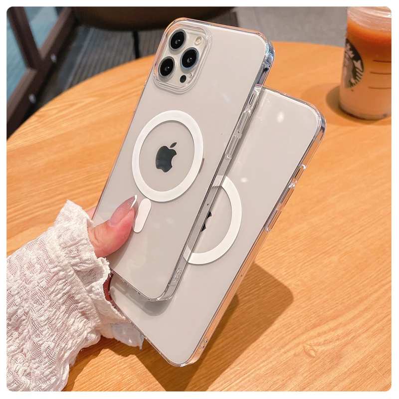 For Magsafe Wireless Charging Clear Magnetic Phone Case For iPhone 12 11 13 Pro MAX Mini XR X XS Transparent Shockproof Cover iphone 12 pro max phone case