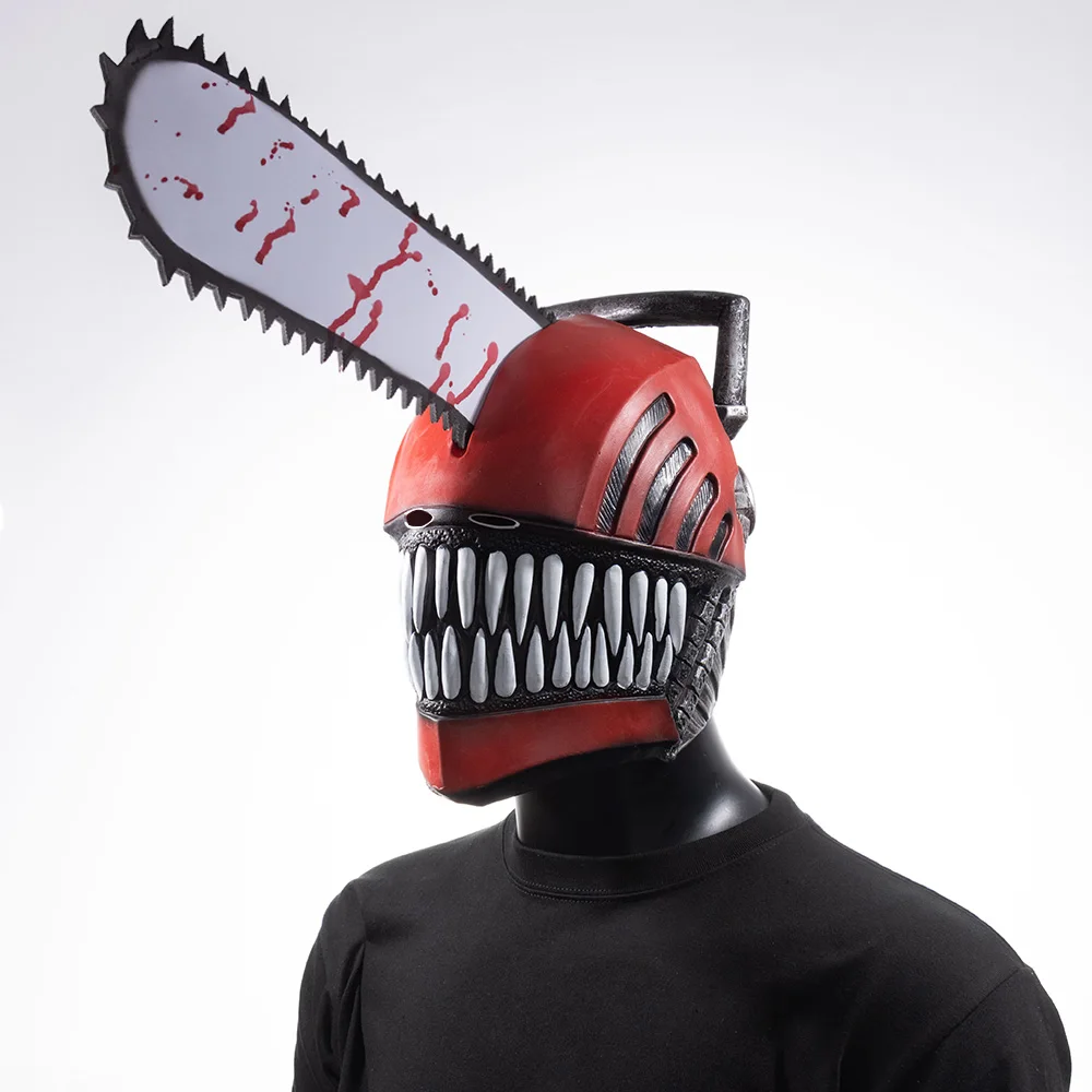 Anime Chainsaw Man Máscara de Látex, Máscara Bloody Pochita Denji, Capacete  Denji Homem Motosserra Para Halloween Cosplay Máscara Fantasia Festa