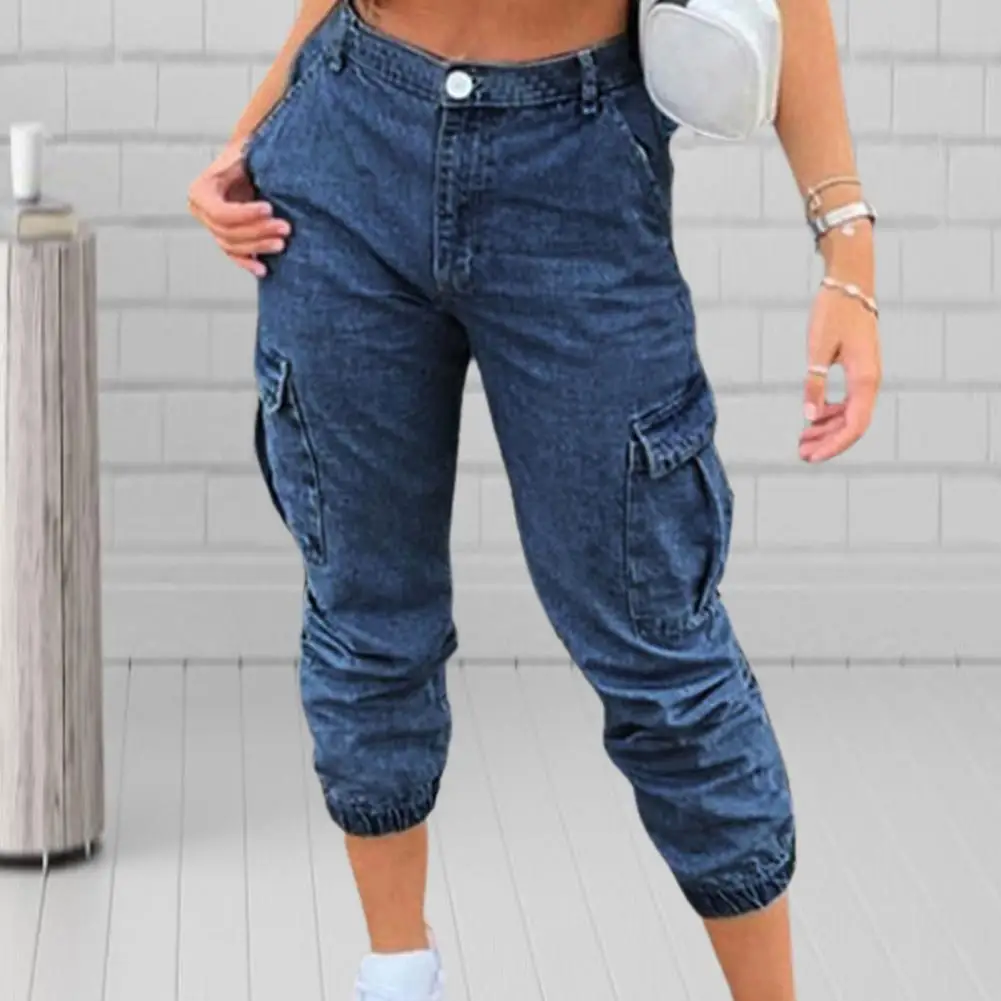2022 new jeans woman Side pockets slouchy Women's breeches pants harem Light blue Navy blue black grey denim Fashion jogger 3XL