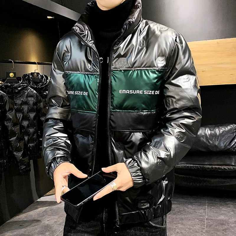 New Casual Autumn Winter Warm Loose Duck Down Jackets Patchwork Bright Puffer Coats Outwear Waterproof Thick Top Parkas Clothing