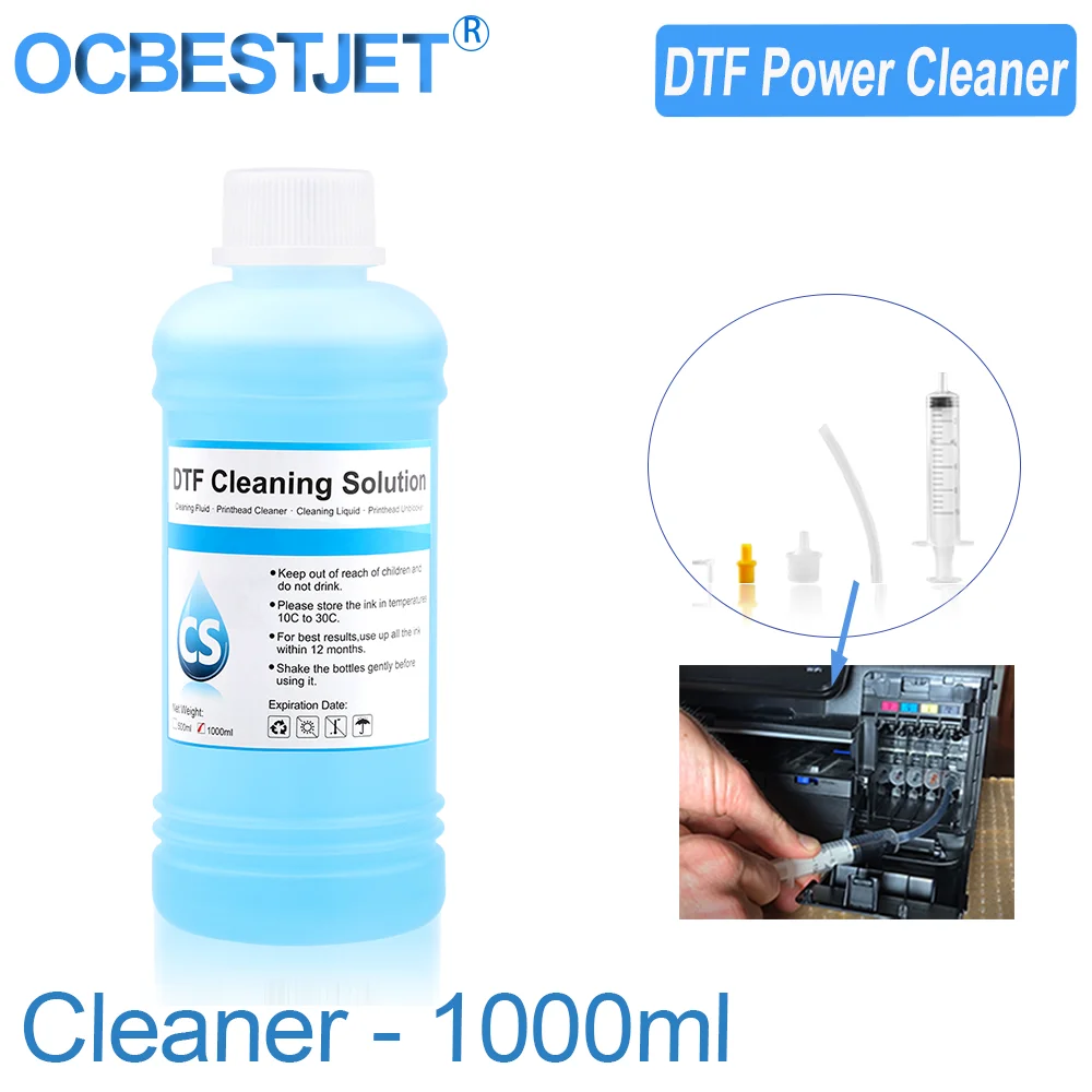 Garrafa Dtf Power Cleaner Dtf Solução de Limpeza Líquido para Direto para Filme Impressora de Maneira de Impressão Kit 1000ml