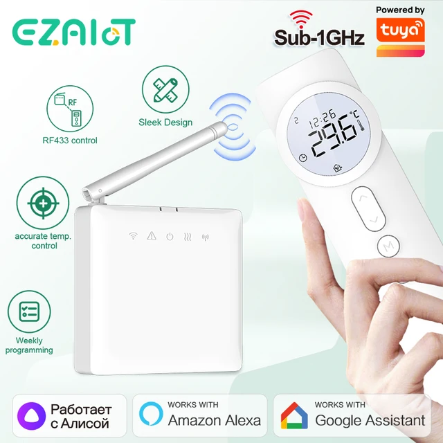 เทอร์โมสตัทไร้สาย RF433ไร้สาย Wi-Fi สมาร์ทโฮมเทอร์โมเทอร์โมเทอร์โมเทอร์โมเทอร์โมเทอร์โมเทอร์โมเทลสำหรับทำน้ำร้อนใต้พื้นตัวกระตุ้นหม้อต้มก๊าซอเล็ก Google 1