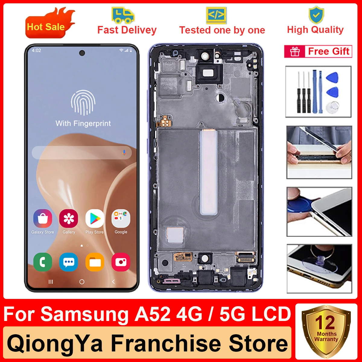 

AMOLED 6.5'' a52 Display For Samsung Galaxy A52 4G / 5G lcd A526 SM-A525F A525B A526B LCD with Touch Screen Digitizer Assembly