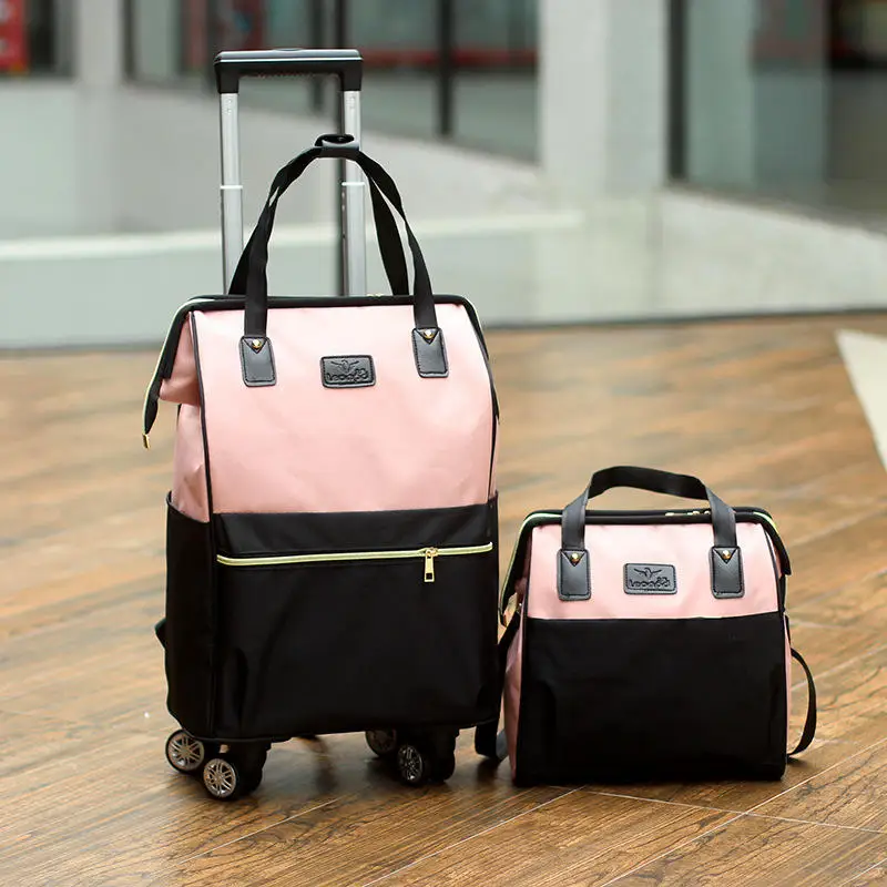 Short suitcase Large capacity duffel bag Boarding trolley case women\'s light travel bag for business trip men\'s luggage bag
