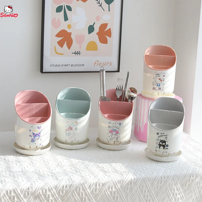 

Кавайная Sanrio My Melody Cinnamoroll Hello Kitty ящик для хранения милые Мультяшные ножи стойка для хранения Съемная кухонная посуда