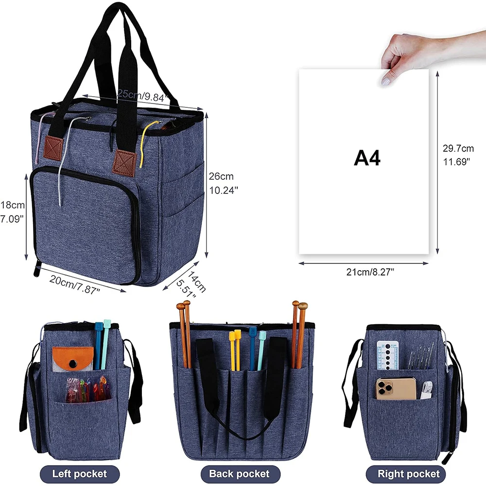 Purple Oxford Knitting Storage Bag &ndash; Portable Yarn Organizer for Needles, Craft & Sewing Supplies