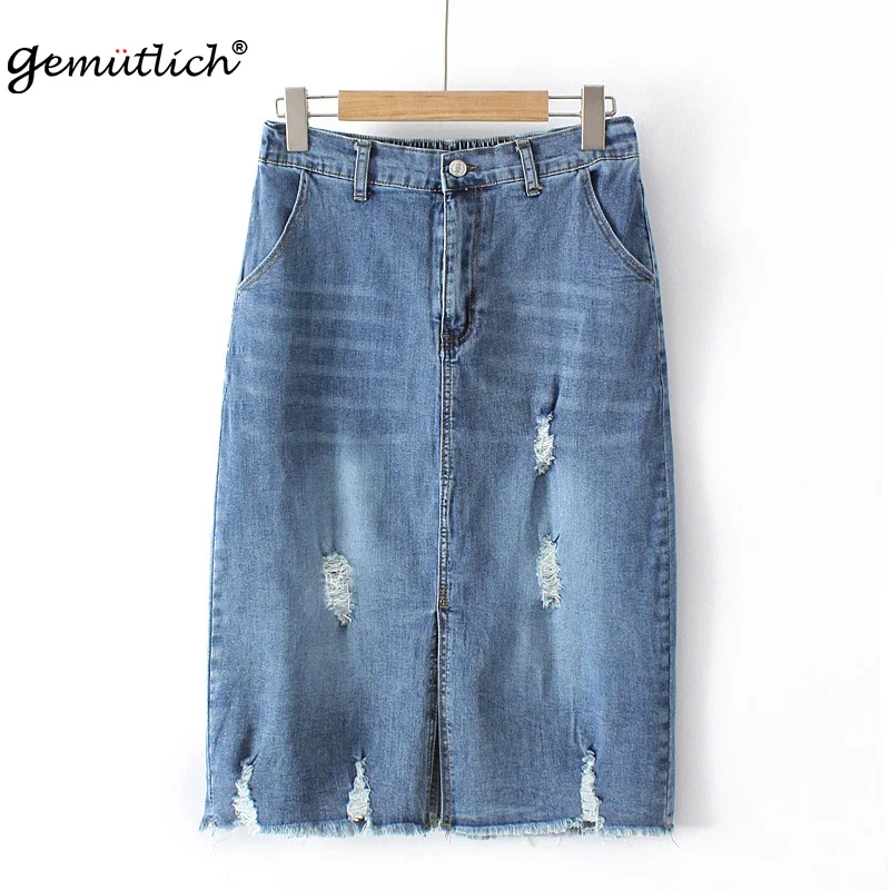 Gemutlich Plus Size Women Denim Skirt 