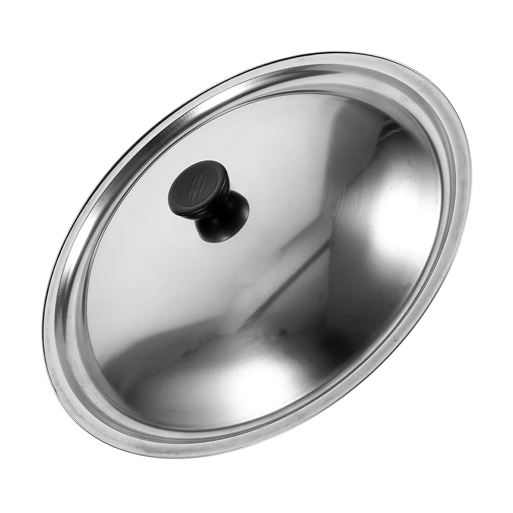 Thickened Stainless Steel Lid For Cover Wok Grease Splatter Metal Cookware Parts Kitchen Utensils Sturdy Handle Wear Resistant