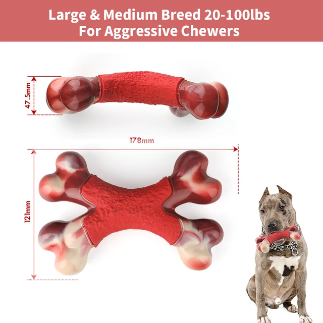os a macher chien jouet à mâcher Durable pour chien, cadeau interactif en caoutchouc, Double os – Image 4