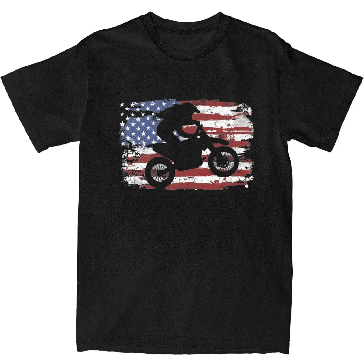 

Couple T-Shirt Motocross Dirt Bike T-Shirts Fashion American Flag Summer Tee Shirt Y2K Fun Print 100% Cotton Tops Plus Size 6XL