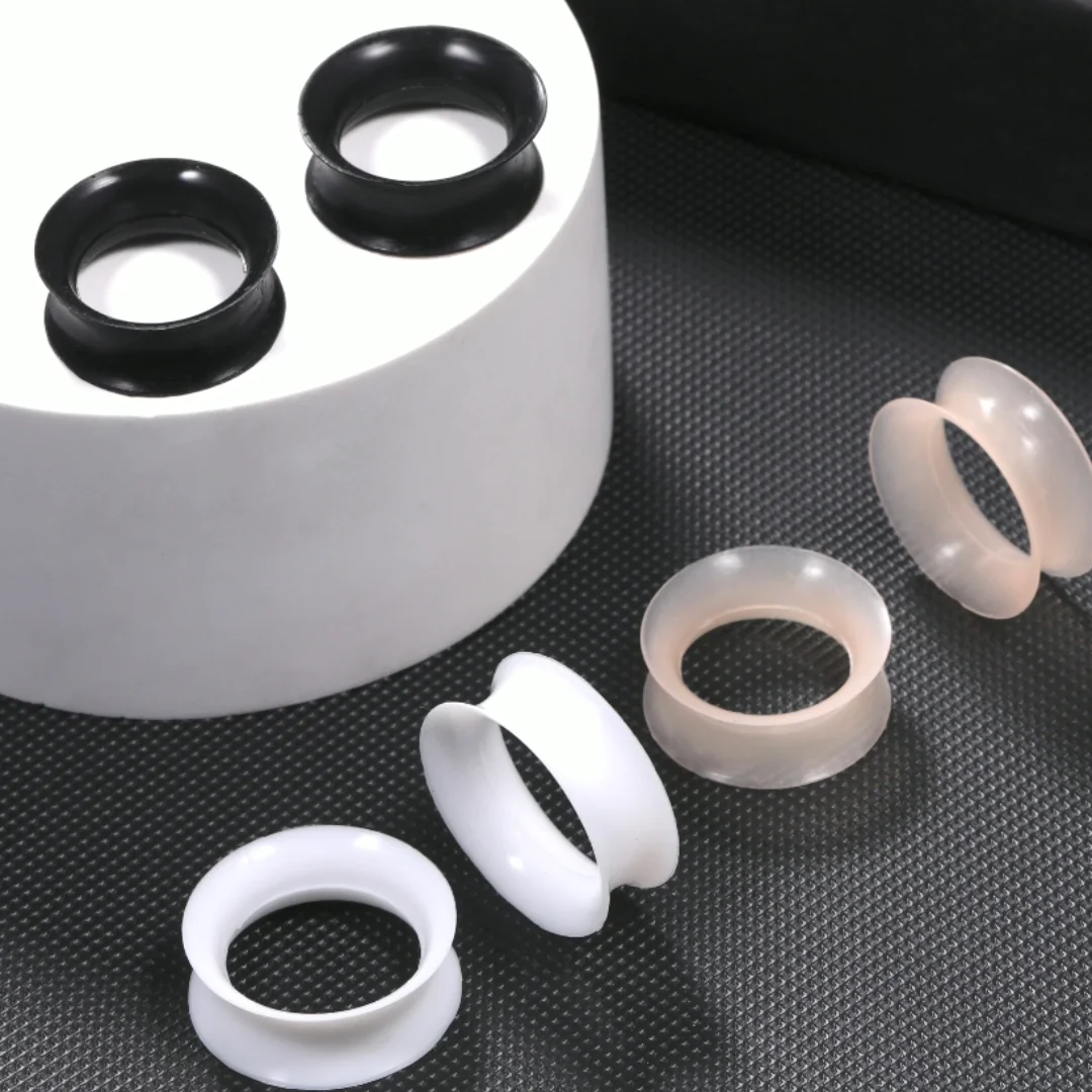 1 Paar Silikon-Tunnel und Plugs-Ohrringe, 3–22 mm, flexibel, doppelt ausgestelltes Flesh-Ohrmessgerät, Expander, Bahren, Schmuck, Piercings – Detail 8