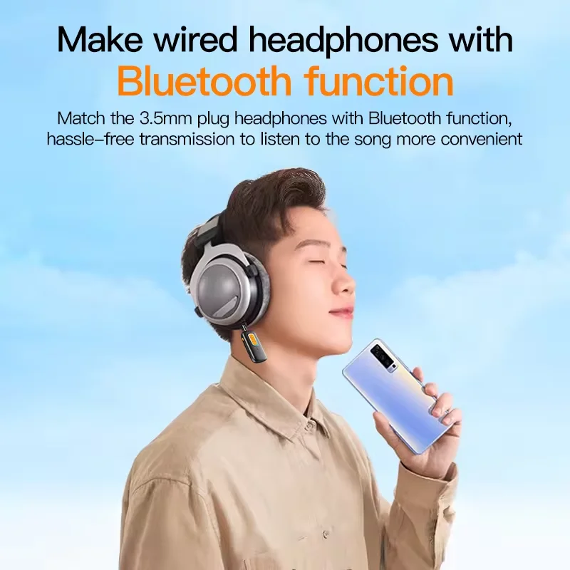 2 In 1 Bluetooth 5.4 Audio Transceiver Adapter 3.5mm AUX Jack Wireless Handsfree for TV Car kit Speaker PC Headphone