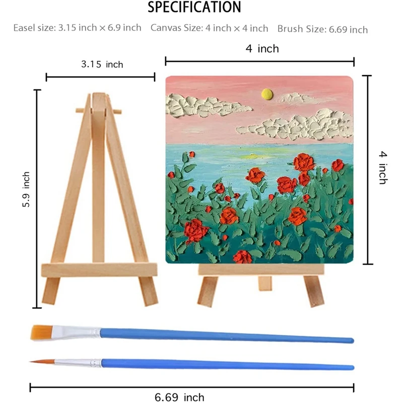 14Pcs Mini Canvas and Easel Brush Set, Canvas 4X4 Inch, Pre-Stretched  Canvas, Mini Painting Kit, Kids Painting Party - AliExpress