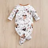 Infant's koala Print 0-18 months Bodysuit Autumn/winter plush and heavy Comfy Long Sleeve Onesie, Baby Boy's Clothing, As Gift 2