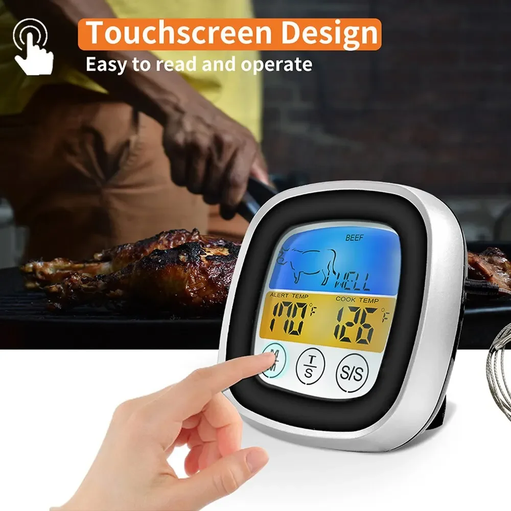 Description Picture 2 of itemDigital Kitchen Thermometer Probe Touch Screen BBQ Meat Beef Food Temperature Measure Tool Steak BBQ Timer Cooking Tools
