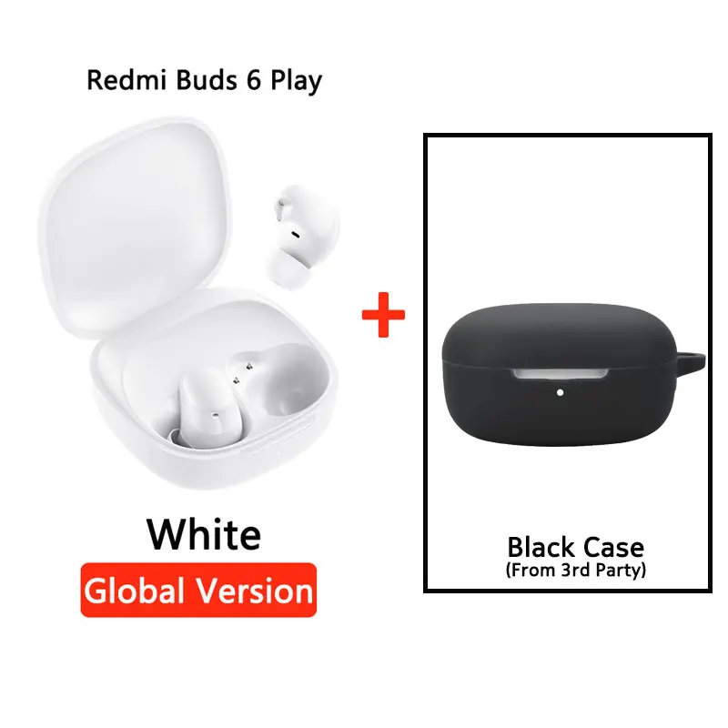 الإصدار العالمي من سماعات Redmi Buds 6 Play مقاس 10 مم مع محرك ديناميكي AI لإلغاء الضوضاء للاتصال بالبلوتوث 5.4 TWS سماعة رأس | اللون: الأبيض والأسود; السفن من: الصين