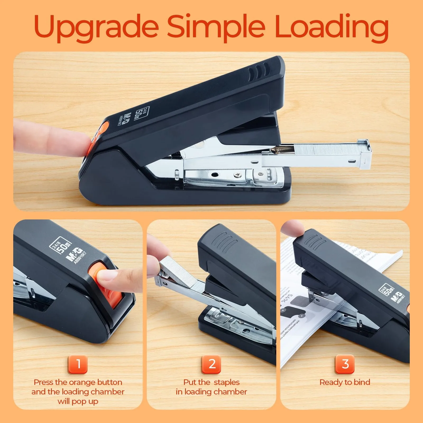 12# Desktop Stapler 50 Sheets Effort-Saving Portable Office Supplies Business-type Stapler Black/White push stapler hand stapler rotatable stapler metal stapler M&G
