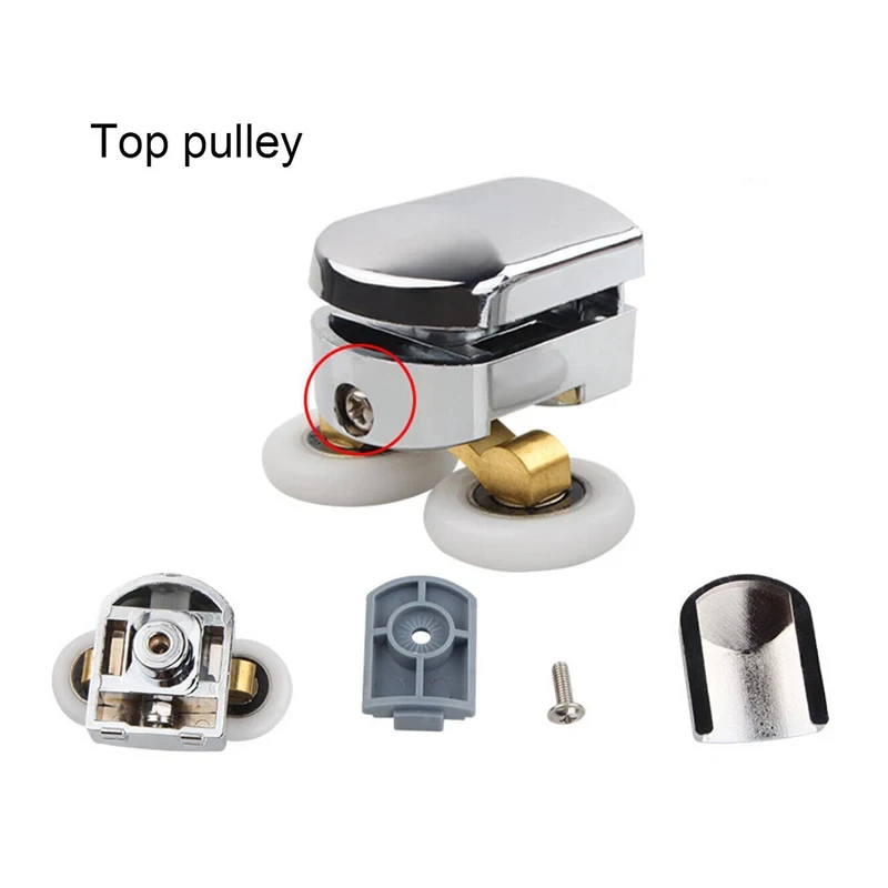 Description Picture 4 of item4/8Pcs Shower Screen Door Rollers Zinc Alloy Runners Wheels Twin Top Replacement Shower Wheel Runner Pulleys for 12-14mm glass