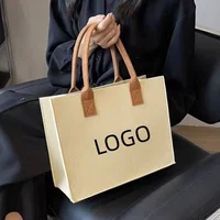 Vente en gros / lots de 100 pièces, sac fourre-tout en feutre à logo personnalisé, grande capacité, sac à main portable, sac de rangement réutilisable, sac cadeau 1