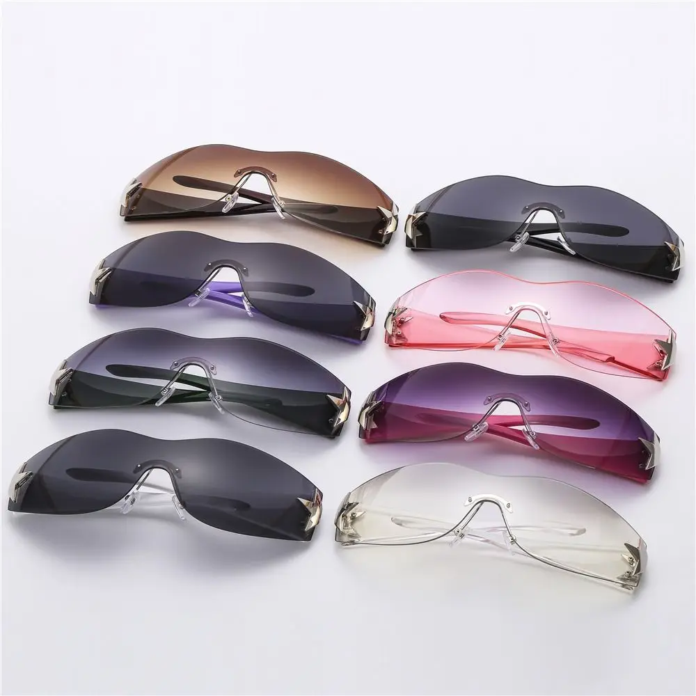 Rimless Sunglasses Oversized Trendy Y2K Wrap Around Sunglasses Punk One Piece Goggles Sports Sun Glasses Shades Driving_voghion.com